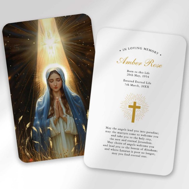 Begravning Sorg Ave Maria Bön Sympatikort Visitkort (Skapare uppladdad)