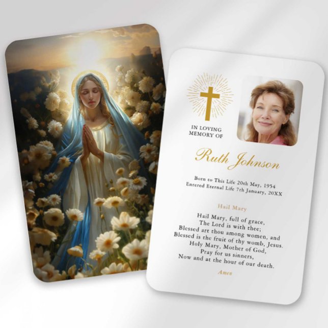 Begravning Sorg Ave Maria Bön Sympatikort Visitkort (Skapare uppladdad)