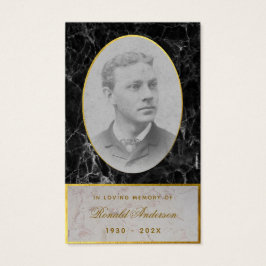 Begravning Svart Marmor Guld Minnesbön Kort