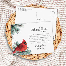 Begravning Tack Rödkardinal Fågel Ständigtgrön Vykort