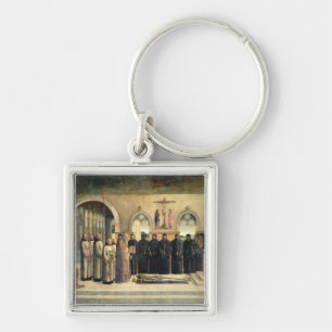 Begravningen av St Jerome, c.1470-1472 (olja kan Fyrkantig Silverfärgad Nyckelring