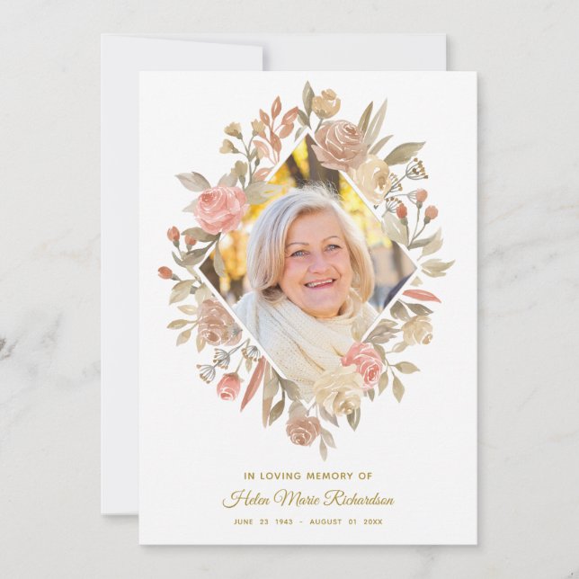 Begravningen för sympati för vattenfärgrofotoet tack kort (Framsida)