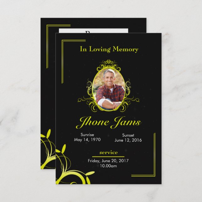 Begravnings- bönkort inbjudningar (Fram/baksida)