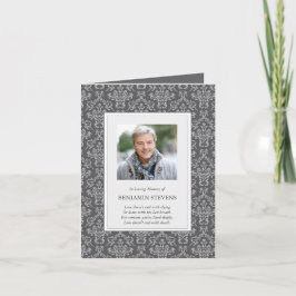 Begravnings- damastast silver 2 för tackkort |