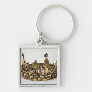 Begravnings- krona av Philippe av frankriken 1404 Fyrkantig Silverfärgad Nyckelring