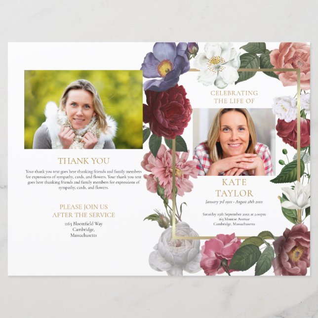 Begravnings- minnes- blomster- ordning- service- p (Framsida)