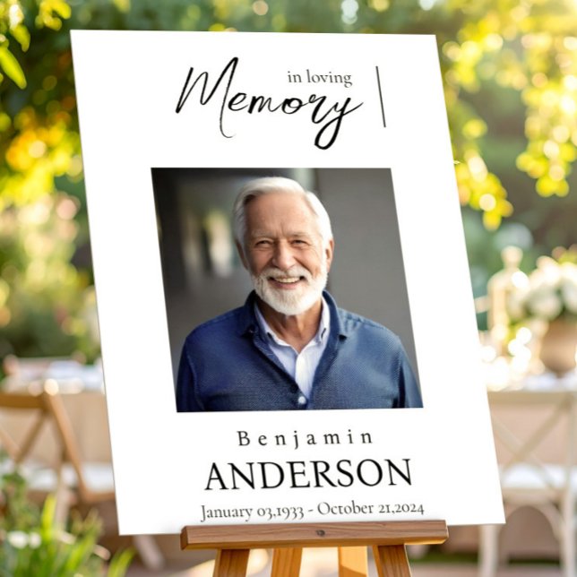 Begravnings Minnes Välkomstskylt Foto Elegant Boho Poster (Skapare uppladdad)