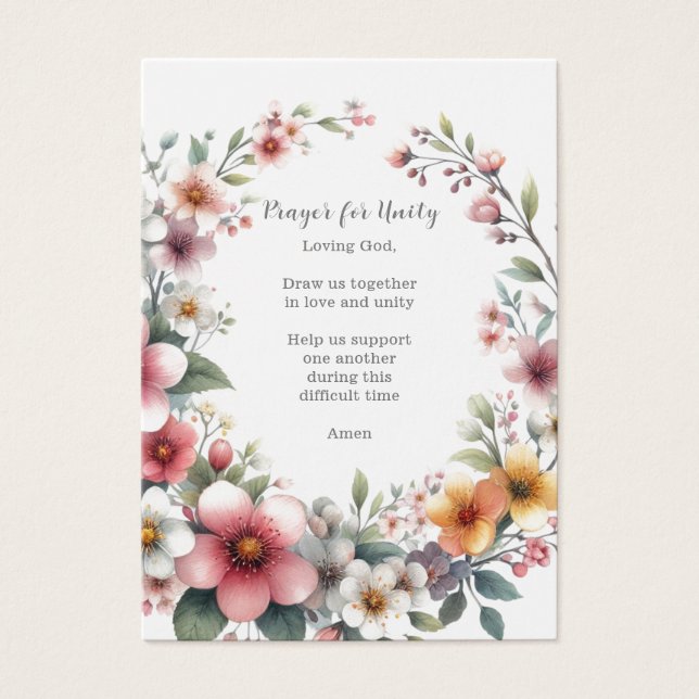 Begravnings- / minnesgudstjänst för enighet visitkort (Framsidan)