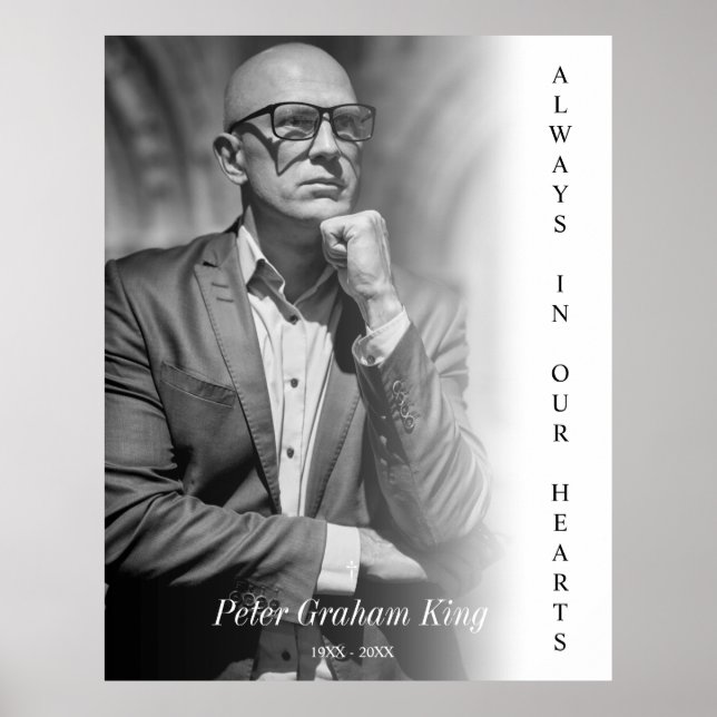 Begravnings Minnesstund Svart & Vitt Foto Poster (Framsidan)