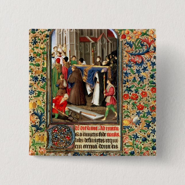 Begravnings- procession med grav-grävarear knapp (Framsida)