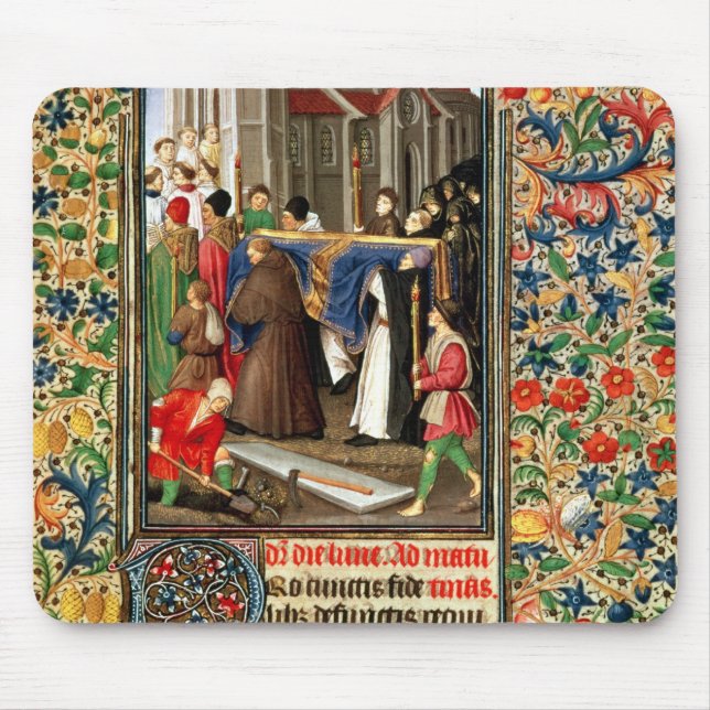 Begravnings- procession med grav-grävarear musmatta (Framsidan)