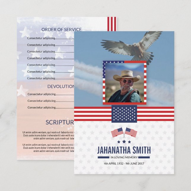 Begravnings- programmall för militär armé inbjudningar (Fram/baksida)