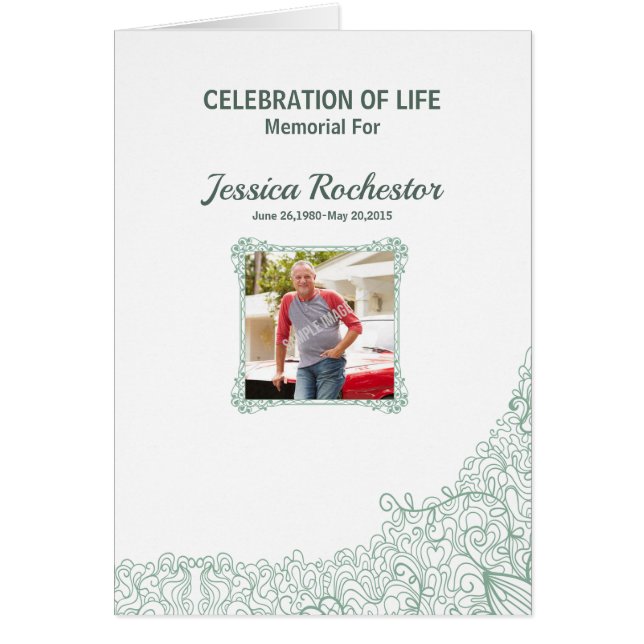 Begravnings- programmall hälsningskort (Framsidan)