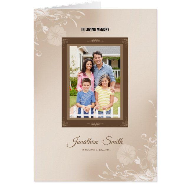 Begravnings- programmall hälsningskort (Framsidan)