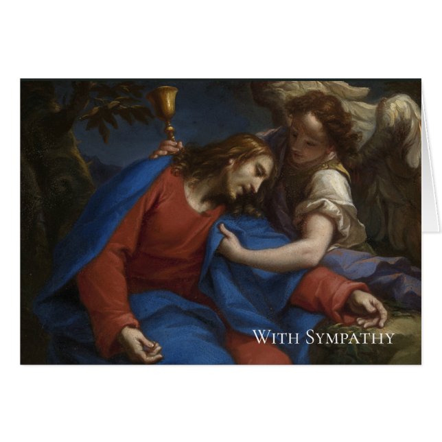 Begravnings- religiös Jesus för sympati ängel Hälsningskort (Framsidan Horizontal)