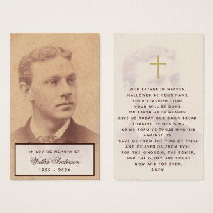 Begravnings Vintage Foto Manuskript Minnes- Bön Ko Visitkort