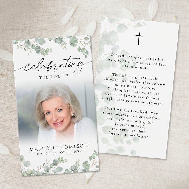 Begravningsblomma Minneshögtid Livets Prayer Card Visitkort (Skapare uppladdad)