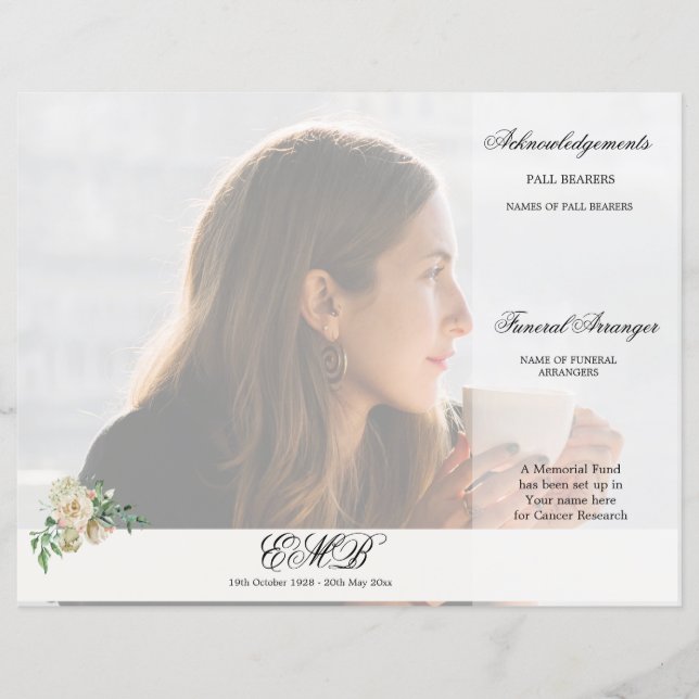 Begravningsblommor Elegant Foto Ceremoniordning (Framsida)