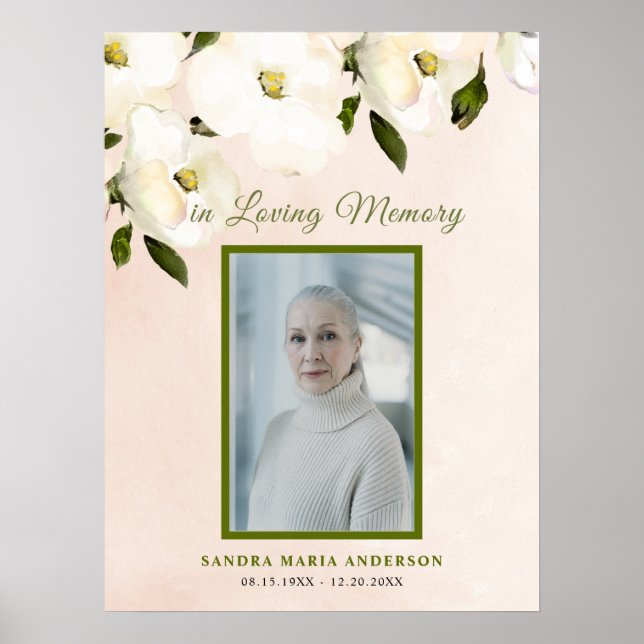 Begravningsblommor firande av liv välkomstskylt poster (Framsidan)