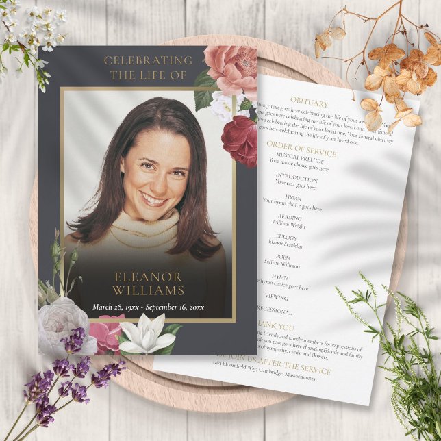 Begravningsblommor Foto Order Of Service Program (Funeral Floral Photo Order Of Service Program)