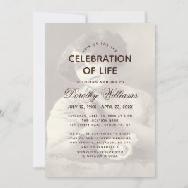 Begravningsfoto Elegant Skript Firande av Livet Inbjudningar