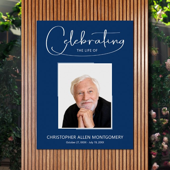 Begravningsfoto för firande av livet poster (Celebration of Life photo memorial funeral poster - INSTANT DOWNLOAD or PRINTED (framed, too))