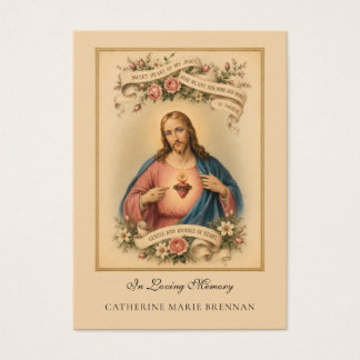 Begravningsfoto katolsk Sacred Heart-minneskort Visitkort