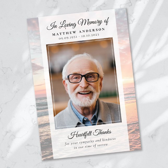 Begravningsfotokeepsaké, underligt minnesmärke tack kort (Skapare uppladdad)