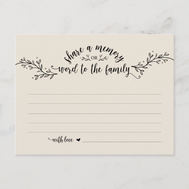 Begravningsgudstjänst, Rustik Krema, Dela ett minn Vykort (Framsida)