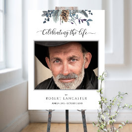 Begravningshälsning Foto Blått Rustikt Lövverk Sky Poster