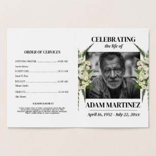 Begravningsinbjudan Firande Av Liv Blommor Folierat Kort
