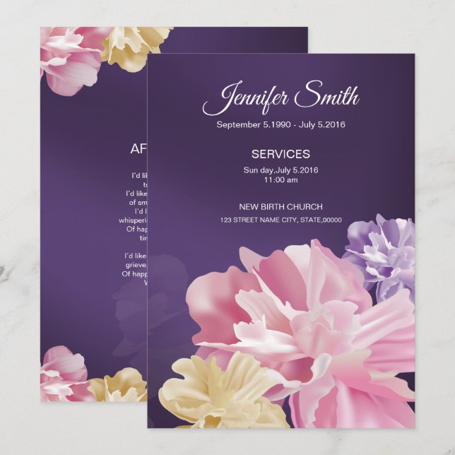 Begravningskort för Floal (Fram/baksida)