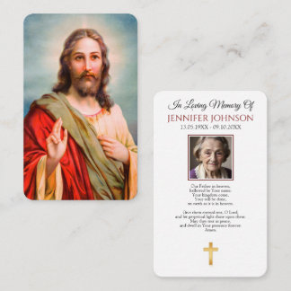 Begravningskort för minneshögtid Jesus välsignelse Visitkort