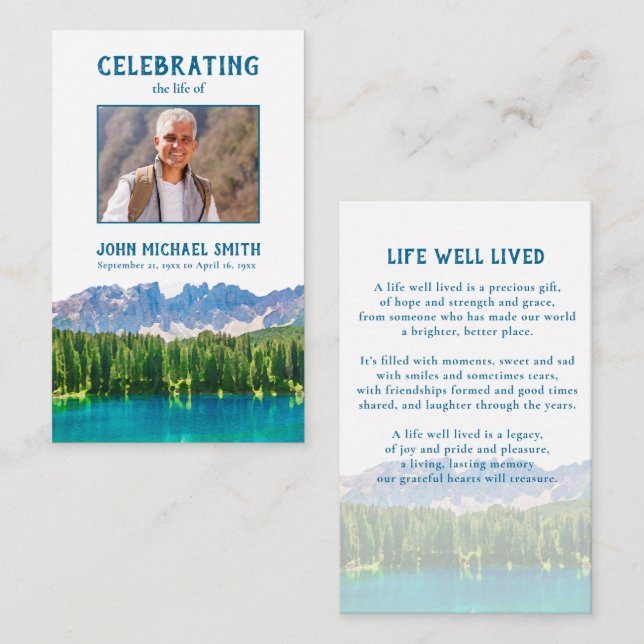 Begravningskort för monument i Sjö Visitkort (Fram/baksida)