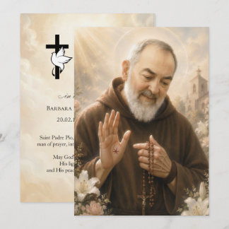 Begravningskort för Saint Padre Pio 5x7 tum kort