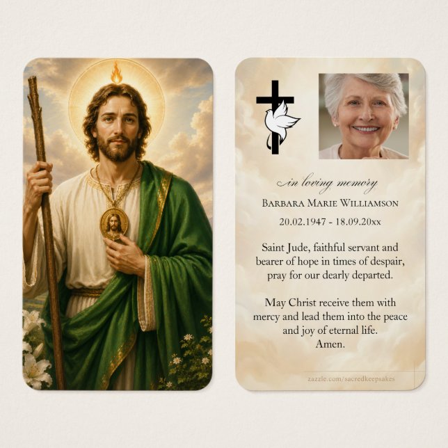 Begravningskort för Sankt Judas böneord Visitkort (Framsida & baksida)