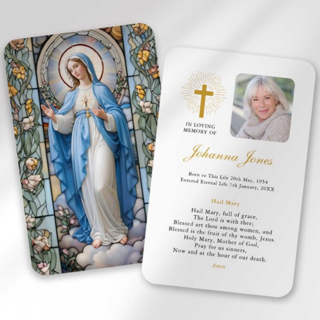 Begravningskort för tröst med bönen Ave Maria Visitkort (Skapare uppladdad)