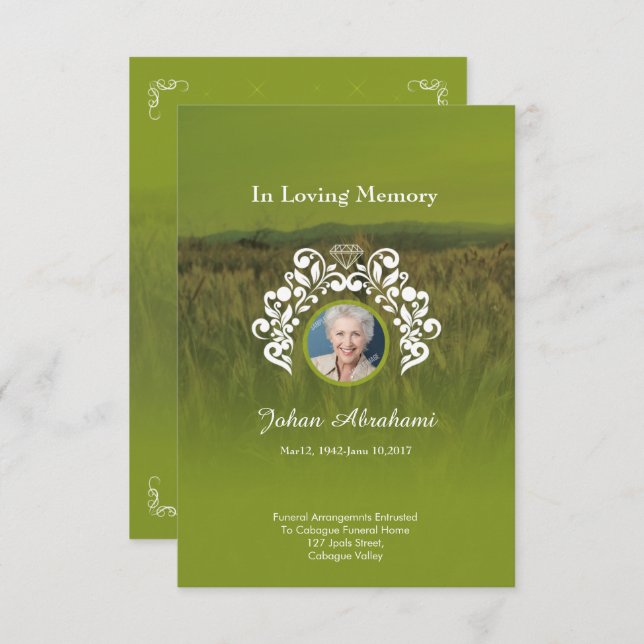 Begravningskort Inbjudningar (Fram/baksida)