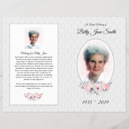 Begravningsmässa Program | Grå och Rosa Blommor