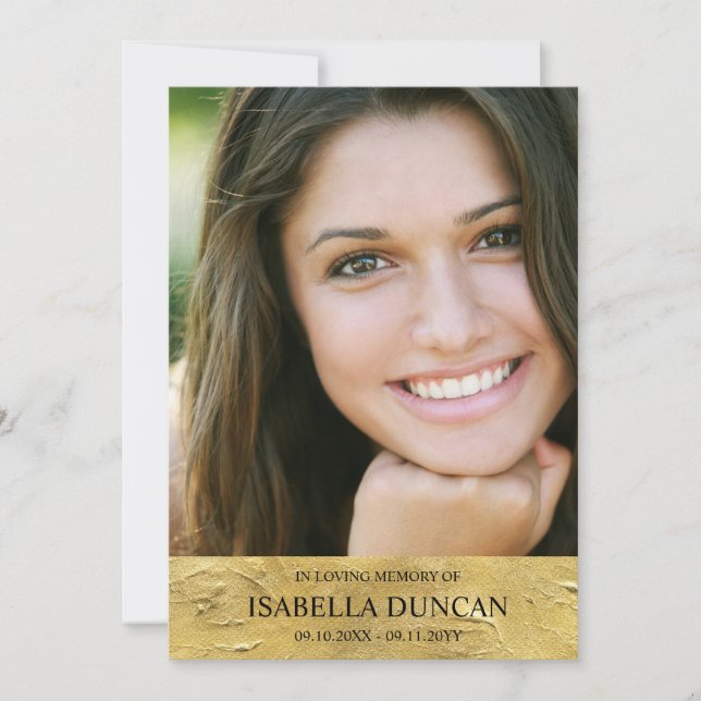 Begravningsminne | Guld | Foto till minne av (Framsida)