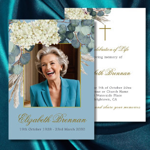 Begravningsminne Religiöst Blommigt Foto Elegant Inbjudningar