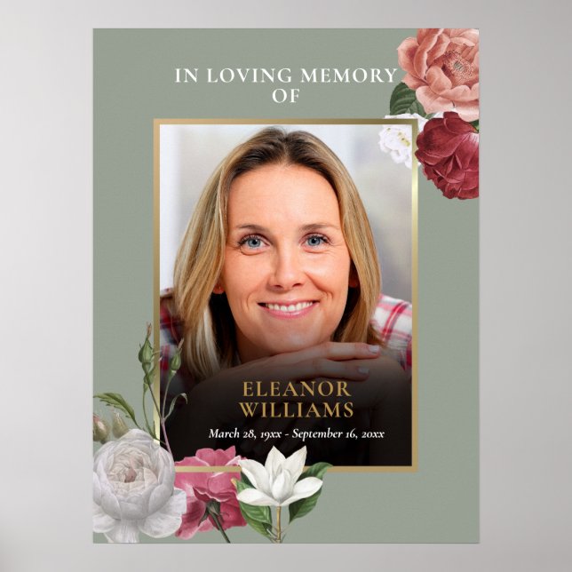 Begravningsminnesblommor Foto Firande Av Livet Poster (Framsidan)
