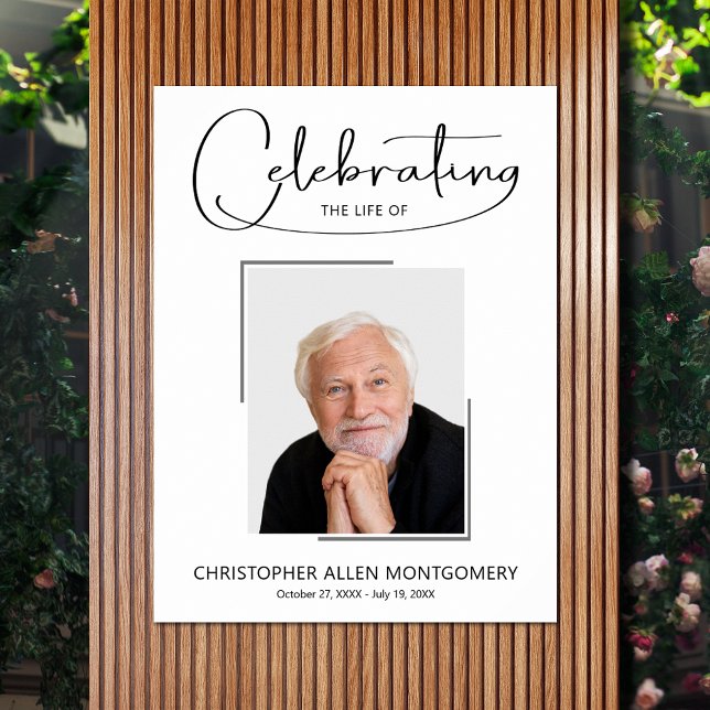 Begravningsminnesfoto Firande Av Livet Poster (Celebration of Life photo memorial funeral poster - INSTANT DOWNLOAD or PRINTED (framed, too))