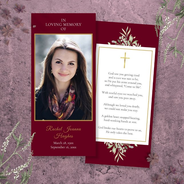Begravningsminnesfoto Grönska Bönekort (Funeral Memorial Photo Greenery Prayer Card)