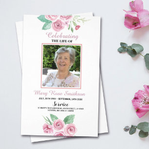 Begravningsordningstjänst Rosor Firande av Livet Reklamblad