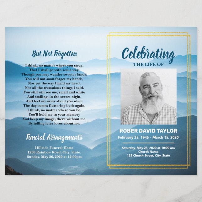 Begravningsprogram Bergs minnesprogram (Framsida)