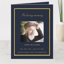 Begravningsprogram för eleganten Blue guld Tack Kort