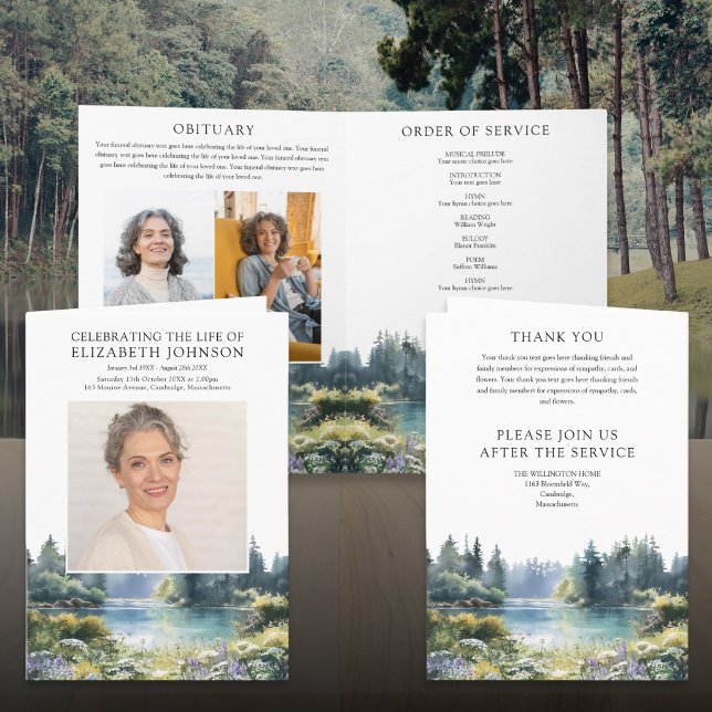 Begravningsprogram för Forest Lake Program (Forest Lake Funeral Memorial Order Of Service Program)