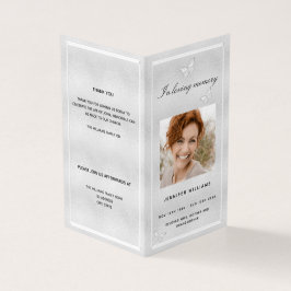 Begravningsprogram för fotobutterfluga i silver kort