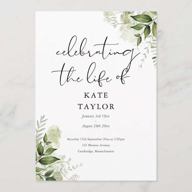 Begravningsprogram Grönska Minnesstund  Program (Framsida)